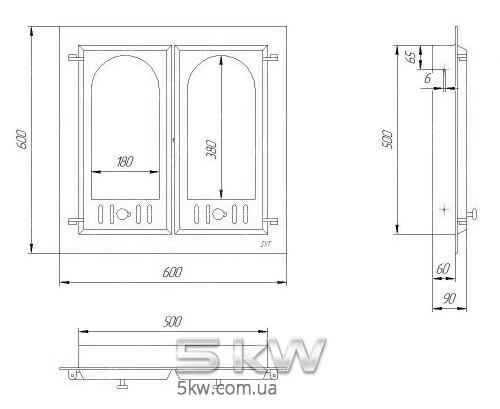 Дверца каминная, двустворчатая SVT 400 (595x595)