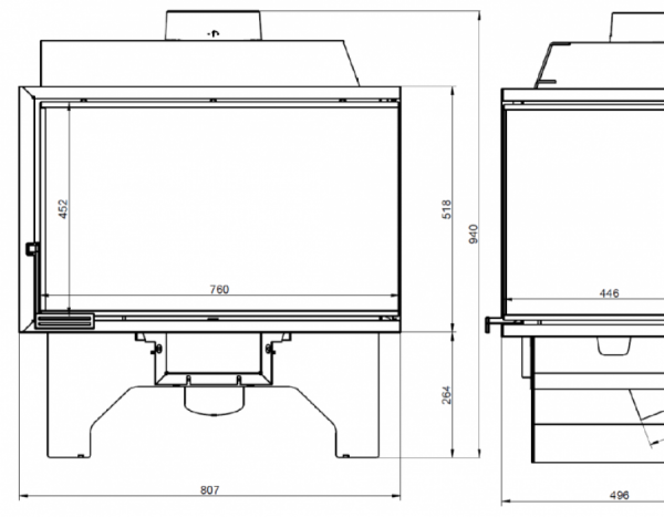 Каминная топка KFD ECO iLUX 90+R/L (12kw)