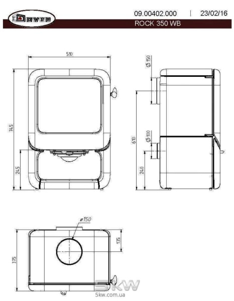 Чугунная печь Dovre Rock 350 WB